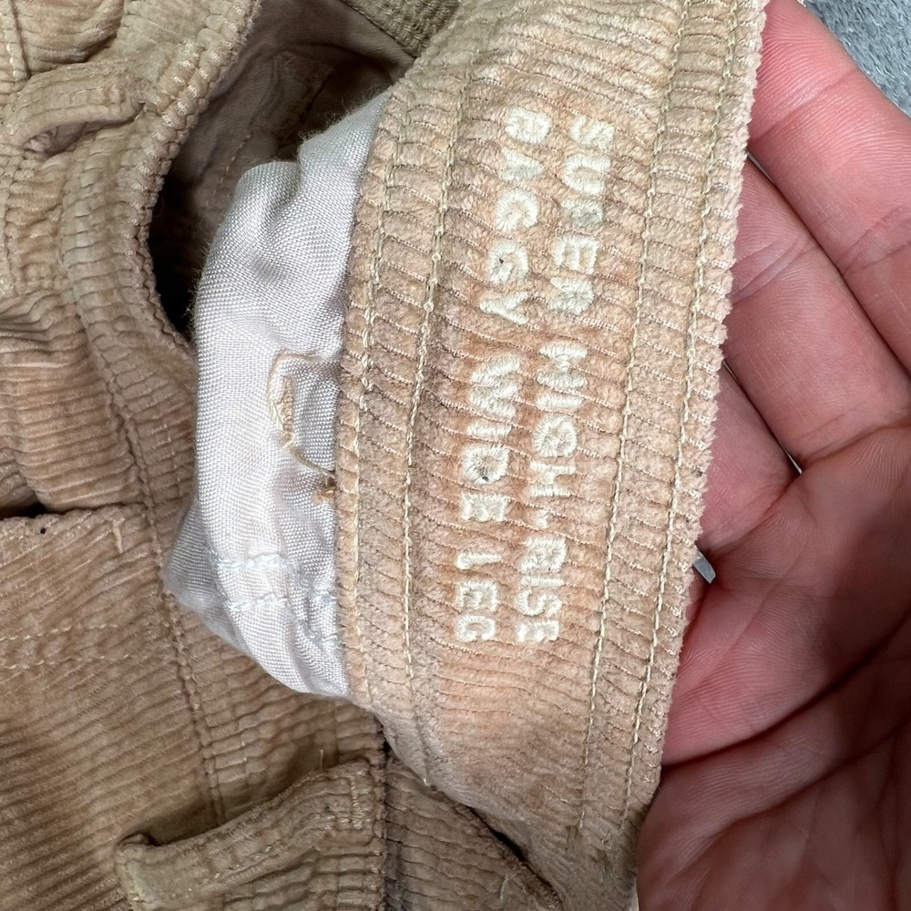 American Eagle Jeans Womens 00 Tan Corduroy Super High Rise Wide Leg Baggy Cargo - Picture 13 of 16